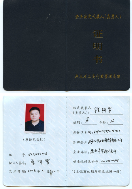 湖(hú)北(běi)程力專用汽車有限公司企業(yè)法人證明書