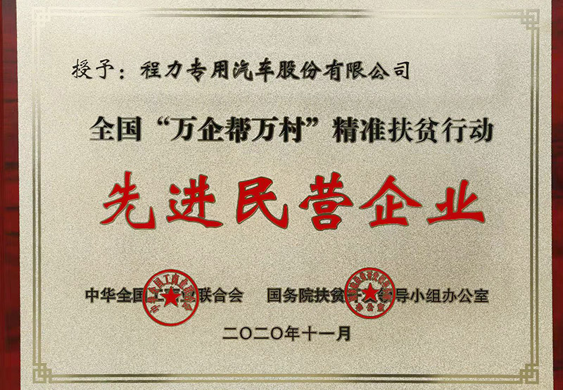 程力湖(hú)北(běi)省先進民(mín)營企業(yè)證書